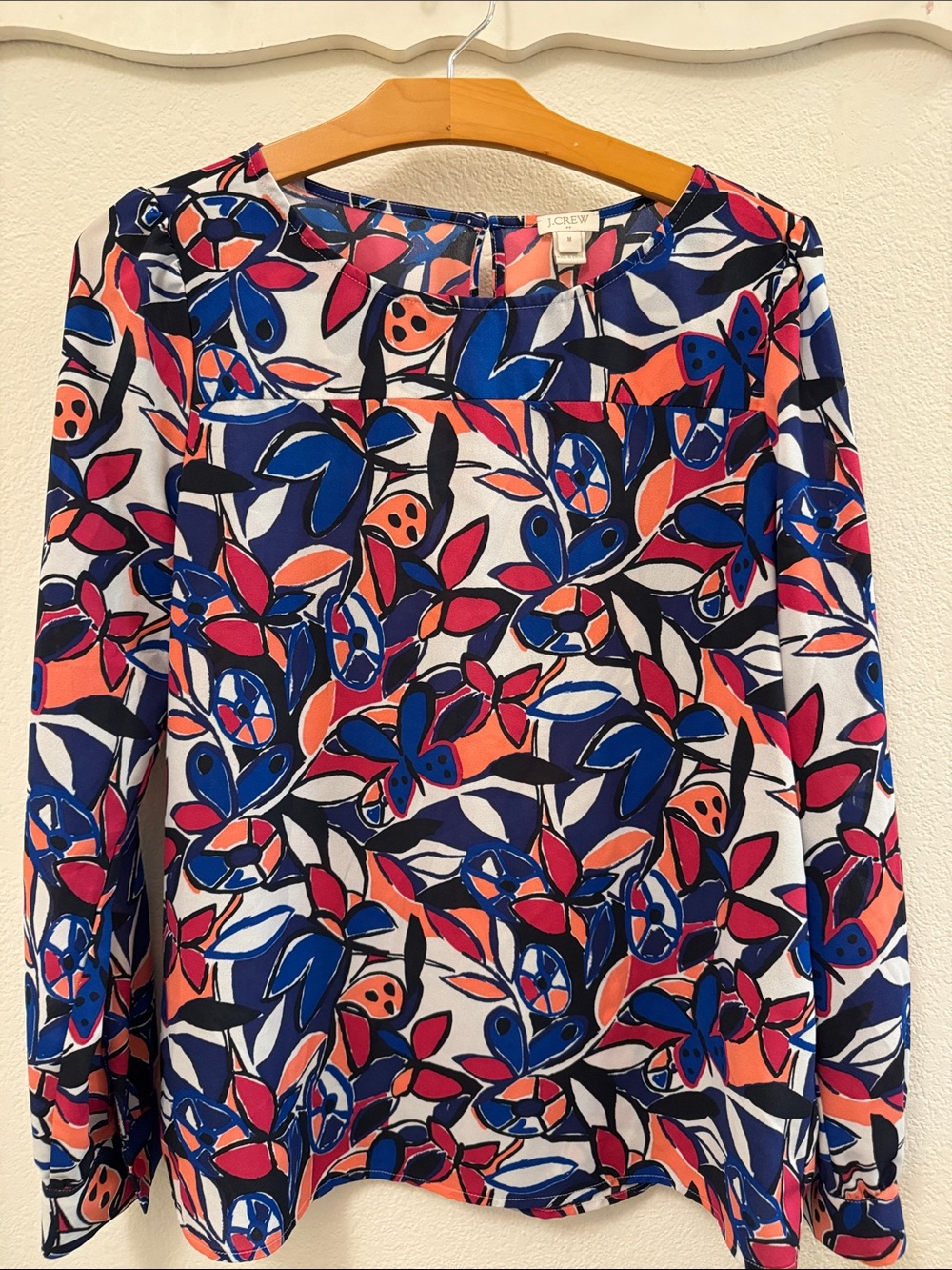 J. Crew Multicolor Floral Long-Sleeve Blouse